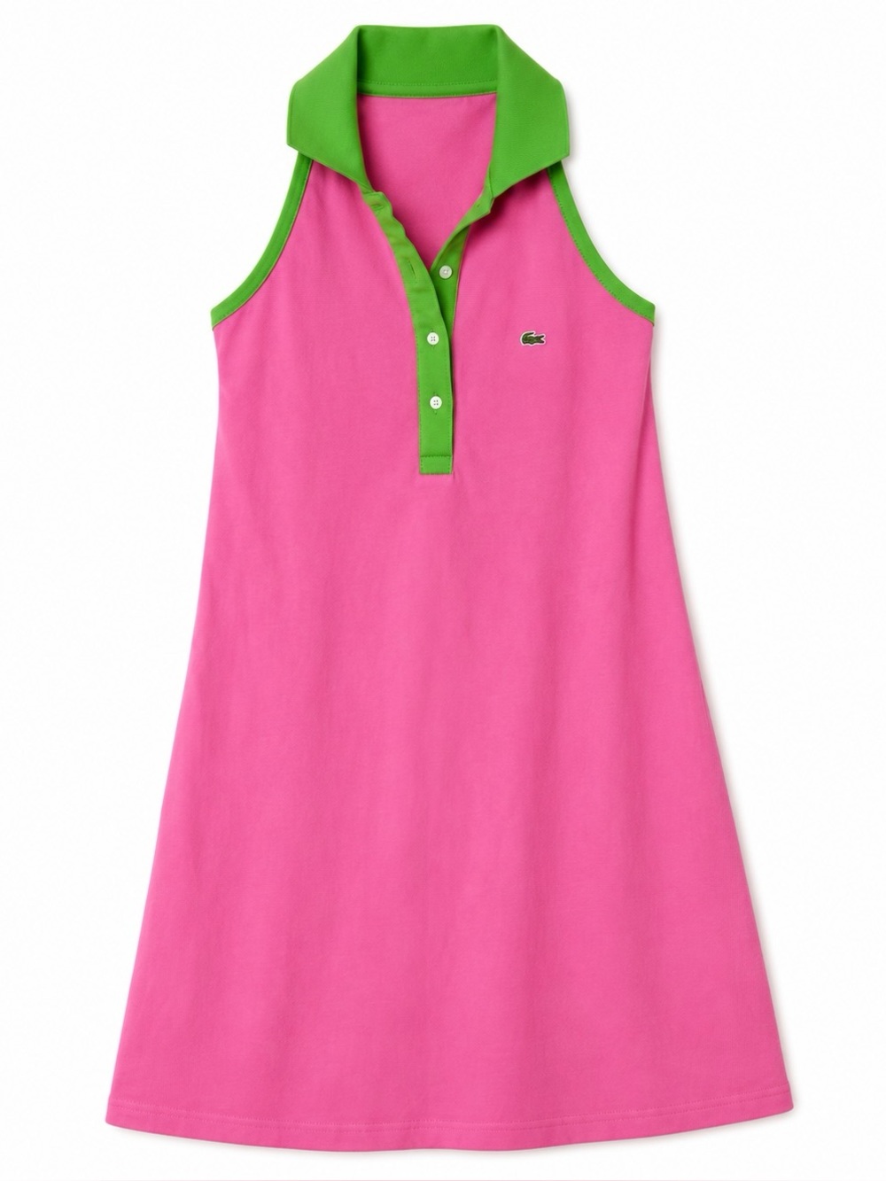 Vintage Lacoste Halter Dress Pink Green Size 40 Women’s Preppy
